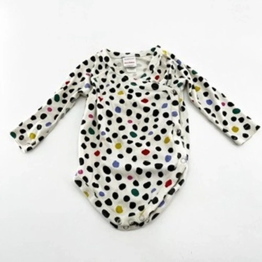 Hanna Andersson Baby Multi Color Polka Dot‎ Organic Cotton Wrap Bodysuit 12-18M